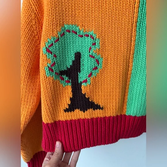 Zara Colorblock Cropped Cardigan Sweater Cottagecore Sun Moon Floral - Picture 10 of 11